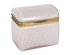 Pale Pink Opaline Glass Box with Controlled Bubbles & Gold Flecks