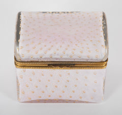 Pale Pink Opaline Glass Box with Controlled Bubbles & Gold Flecks