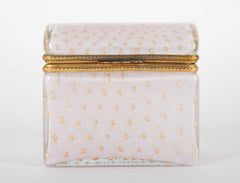 Pale Pink Opaline Glass Box with Controlled Bubbles & Gold Flecks