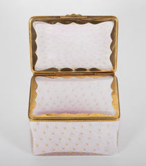 Pale Pink Opaline Glass Box with Controlled Bubbles & Gold Flecks