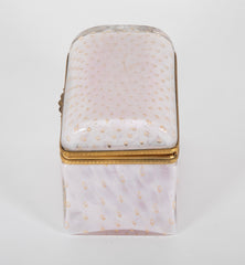 Pale Pink Opaline Glass Box with Controlled Bubbles & Gold Flecks