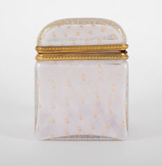 Pale Pink Opaline Glass Box with Controlled Bubbles & Gold Flecks