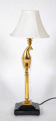 Very Unusual Murano Glass and Brass Lamps on Marble Bases