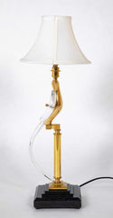 Very Unusual Murano Glass and Brass Lamps on Marble Bases