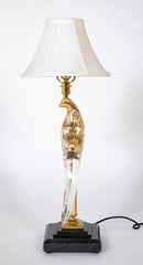 Very Unusual Murano Glass and Brass Lamps on Marble Bases