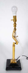 Very Unusual Murano Glass and Brass Lamps on Marble Bases