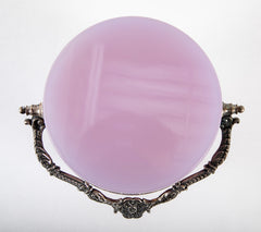 Pale Amethyst Glass Box with Silvered Handle & Mounts