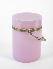 Pale Amethyst Glass Box with Silvered Handle & Mounts