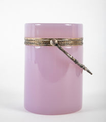 Pale Amethyst Glass Box with Silvered Handle & Mounts