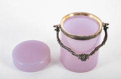 Pale Amethyst Glass Box with Silvered Handle & Mounts