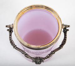 Pale Amethyst Glass Box with Silvered Handle & Mounts