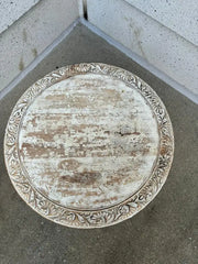 Pair Anglo Indian Carved and Painted Round Side Tables