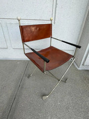 Mid-20th Century Steel and Leather Directors Chair Made from Golf Clubs