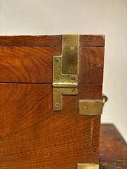 19th Century English Mahogany and Brass Campaign Chest, Small Scale