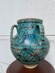 18th Century Turkish Ottoman Turquoise Glazed Storage Jar