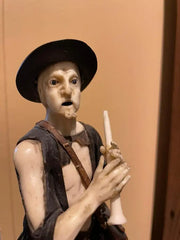 18th Century Austrian Baroque Carved Figure of a Beggar Musician