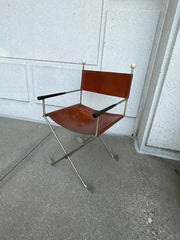 Mid-20th Century Steel and Leather Directors Chair Made from Golf Clubs