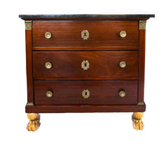 A French Louis-Philippe Period Fruitwood Commode with Black Marble Top