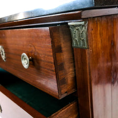 A French Louis-Philippe Period Fruitwood Commode with Black Marble Top