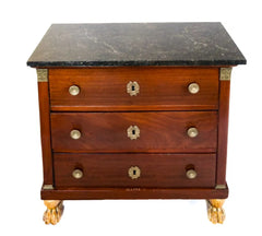 A French Louis-Philippe Period Fruitwood Commode with Black Marble Top