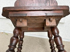 Pair 18th Century Italian Chestnut Hall Chairs Carved With Lion Crests