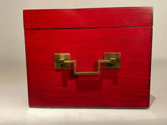 Chinese Red Lacquered Box With Brass Mounts, Mid 20th Century