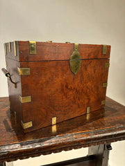 19th Century English Mahogany and Brass Campaign Chest, Small Scale