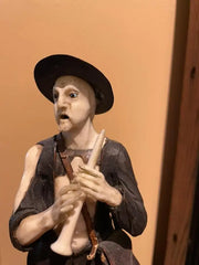 18th Century Austrian Baroque Carved Figure of a Beggar Musician