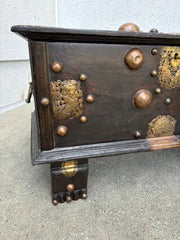 18th Century Dutch Colonial Teak Chest with Brass and Copper Mounts