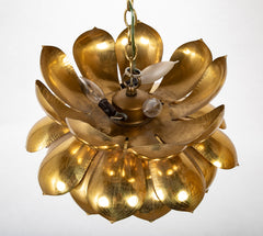 Two Mid 20th Century Brass Lotus Form Chandeliers     Priced Individually