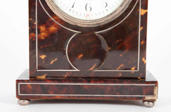 Tortoise Shell Case Clock With Silver Banding Enamel