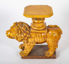 Glazed Terracotta Garden Seat in Lion Form