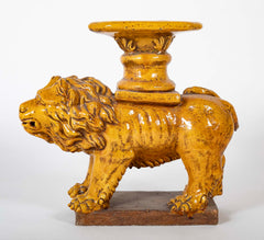 Glazed Terracotta Garden Seat in Lion Form