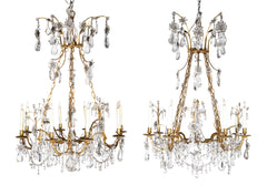 Extremely Fine Pair of Bagues Rock Crystal Chandeliers