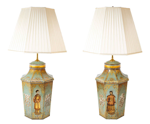 Pair of Chinoiserie Tea Canisters as Lamps