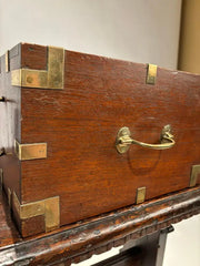 19th Century English Mahogany and Brass Campaign Chest, Small Scale