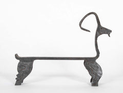 A Pair of Amusing English Wrought Iron Andirons