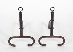 Pair of Mid-Century Iron Andirons Attributed to Jacques Adnet