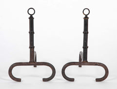 Pair of Mid-Century Iron Andirons Attributed to Jacques Adnet