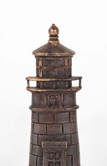 Pair of Bronze and Iron Lighthouse Form Andirons