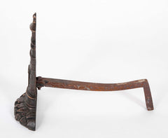 Pair of Bronze and Iron Lighthouse Form Andirons