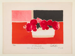 "Les Fleurs Roses" Lithograph in Colors by Bernard Cathelin