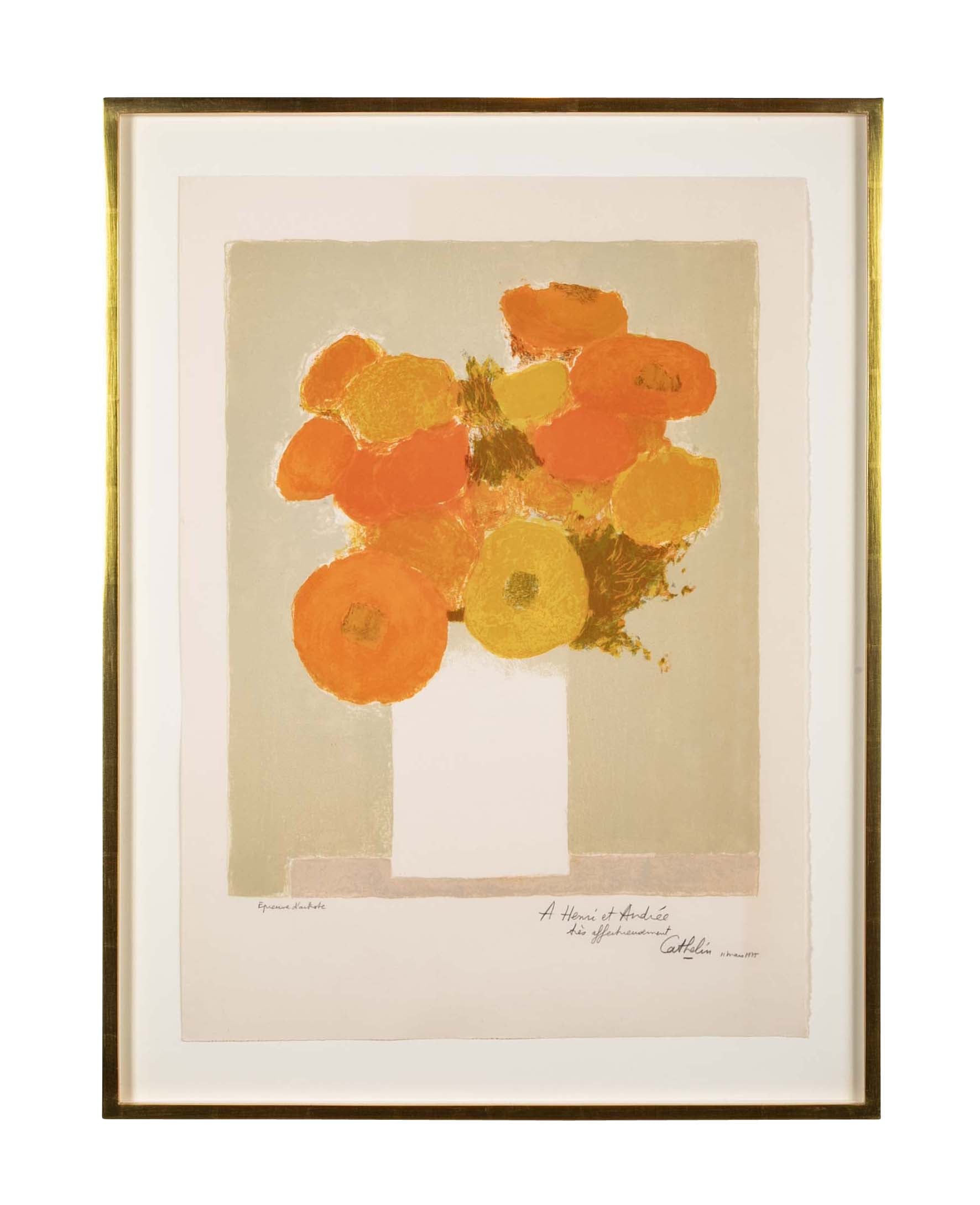 Bernard Cathelin "Bouquet de Soucis" Lithograph