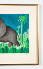 "Ensom Elefant" Lithograph in Colors by Hans Scherfig