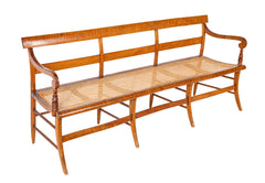 An American Tiger Maple Sheraton Settee with Cane Seat