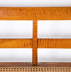 An American Tiger Maple Sheraton Settee with Cane Seat