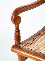 An American Tiger Maple Sheraton Settee with Cane Seat