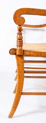 An American Tiger Maple Sheraton Settee with Cane Seat