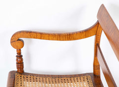 An American Tiger Maple Sheraton Settee with Cane Seat