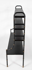 Jacques Adnet Attributed Black Leather Wrapped 4 Shelf Etagere